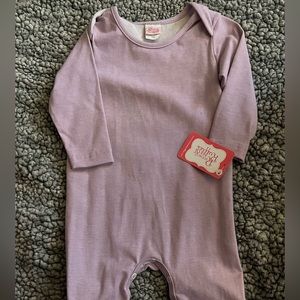 Ricrac & Ruffles purple romper 12 months. NWT has sassy ruffles at hem with bows